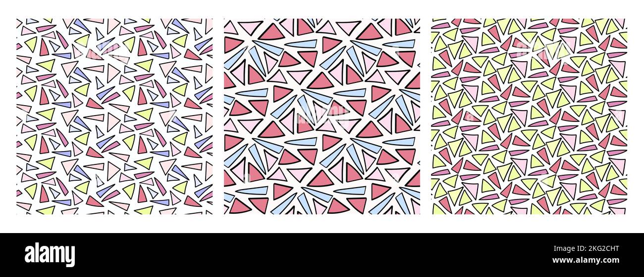 Abstract seamless pattern set with hand drawn elements, vector background Stock Vector