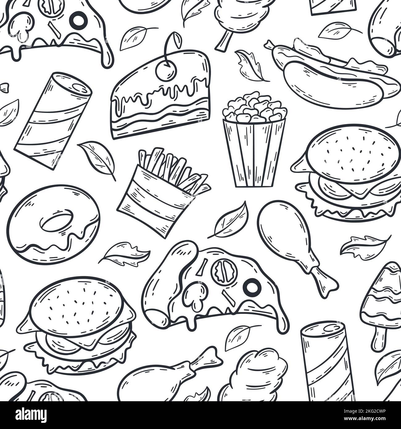 Fast food seamless pattern Stock Vector Image & Art - Alamy