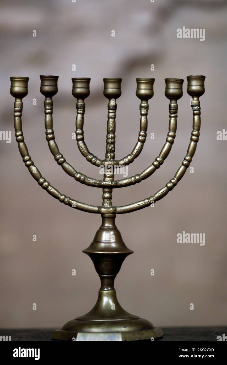 Menorah. Jewish symbol. Decorative interior of the Synagogue of Cordoba