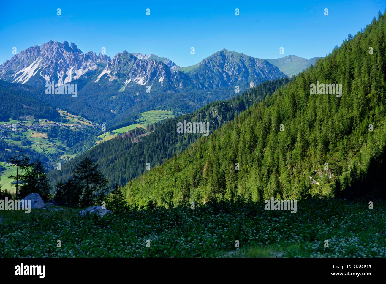 Mountain landscape near Forcella di Lavardet, Friuli-Venezia Giulia, Italy, at summer Stock Photo