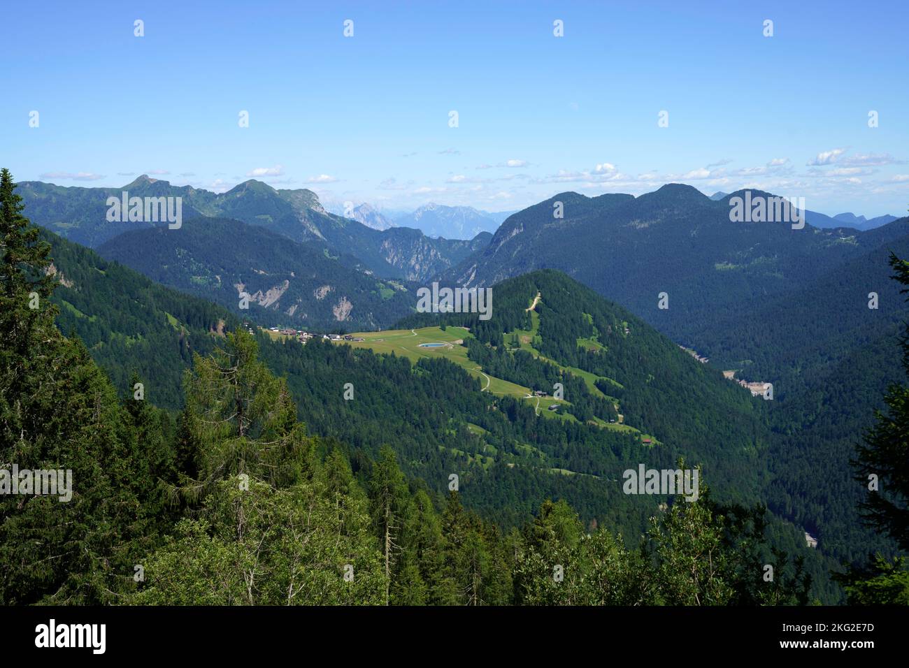Mountain landscape near Sauris, Friuli-Venezia Giulia, Italy, at summer Stock Photo