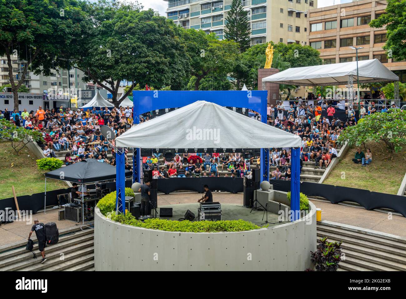 2022 FIFA World Cup opening ceremony in Caracas, Venezuela. Giant screens have been installed in different squares of the capital city to watch the Wo Stock Photo