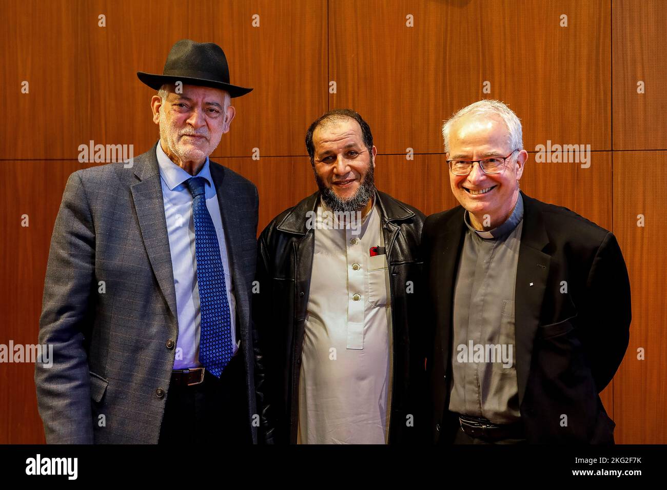 Rabbi imam and priest standing together in Paris France Stock Photo Rabbi imam and priest standing together in Paris France Stock Photo