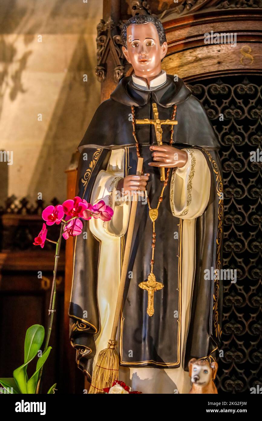 Saint Martin de Porres statue in SaintGermainl'Auxerrois catholic