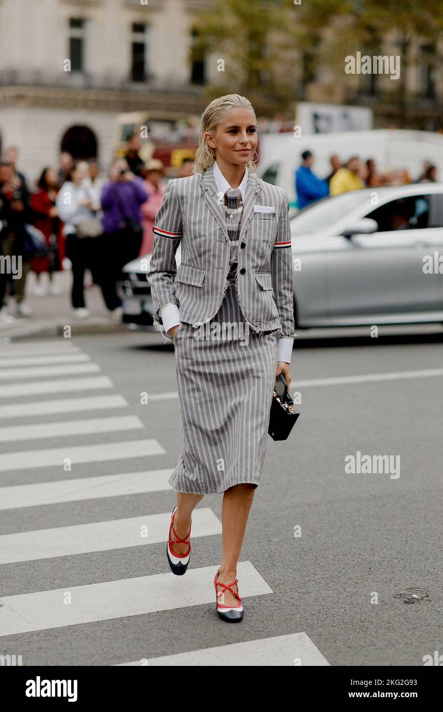 Street style, Caroline Daur arriving at Thom Browne Spring Summer 2023