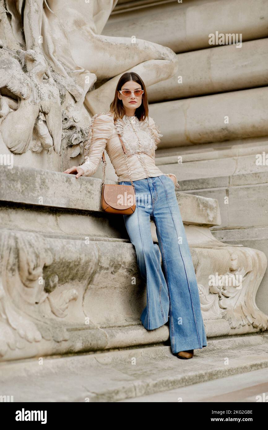 Street style, Ophelie Guillermand arriving at Zimmerman Spring Summer