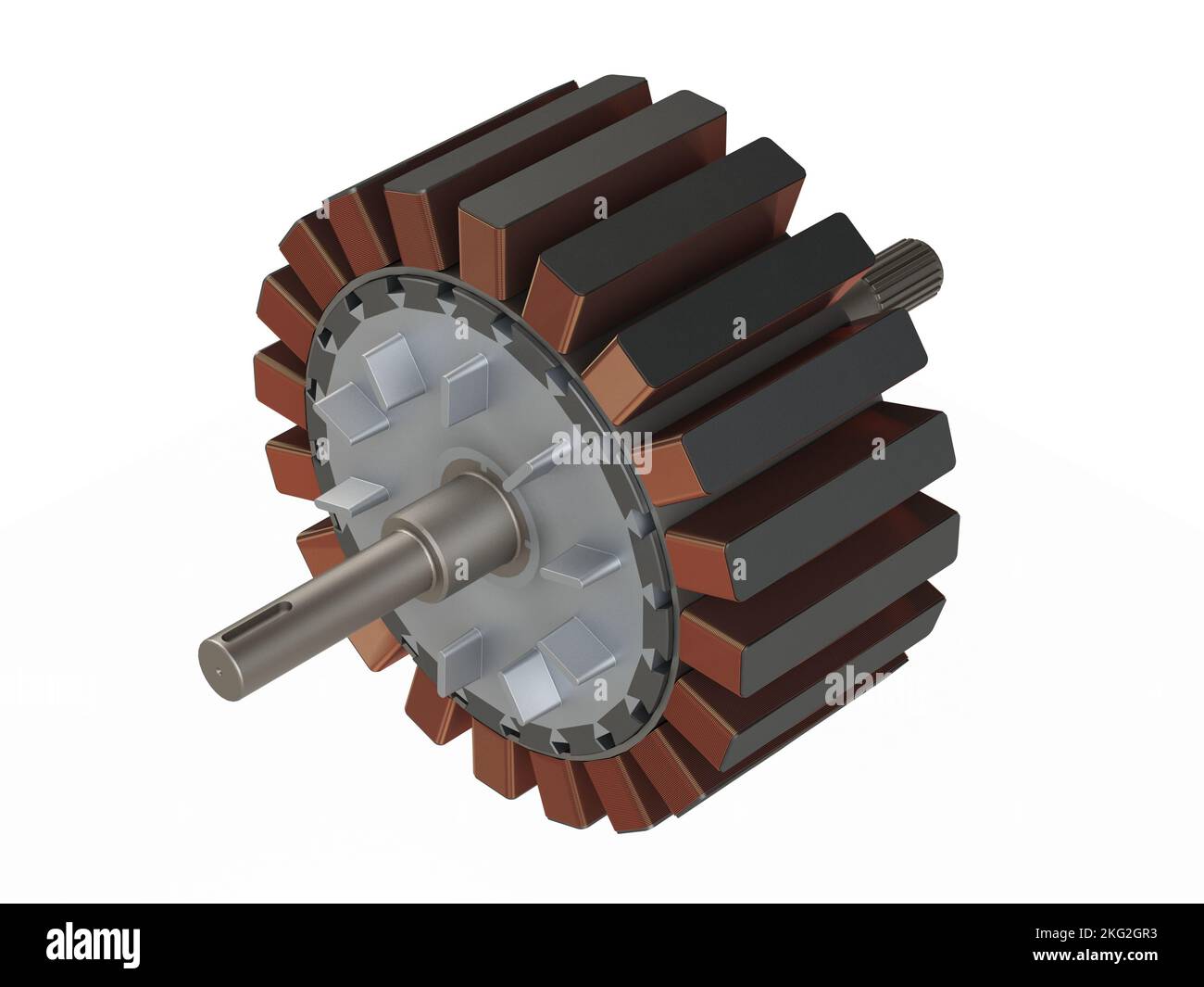 Stator and rotor for electric generator 3D rendering isolated on white