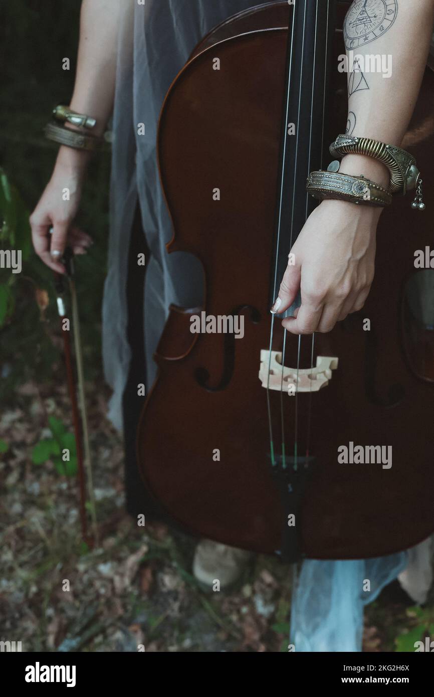 Close up violoncello concept photo Stock Photo
