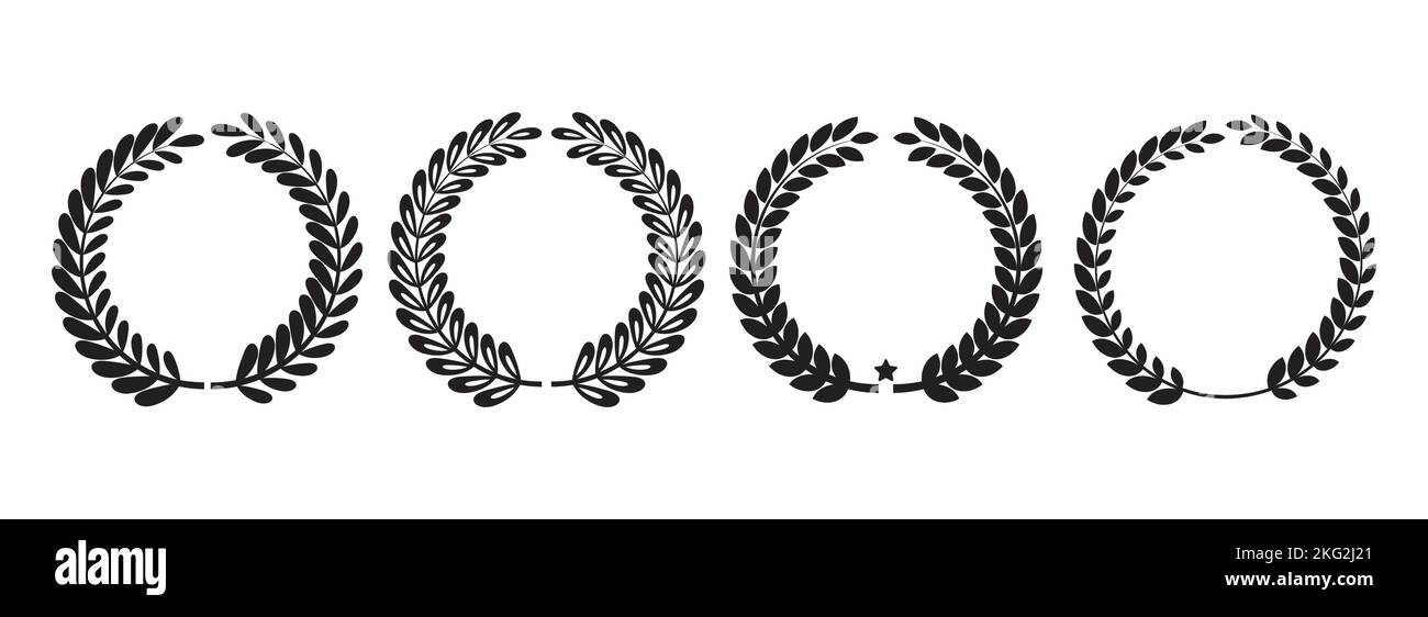 Set laurel wreath icon. Emblem from laurel branches isolated on white ...