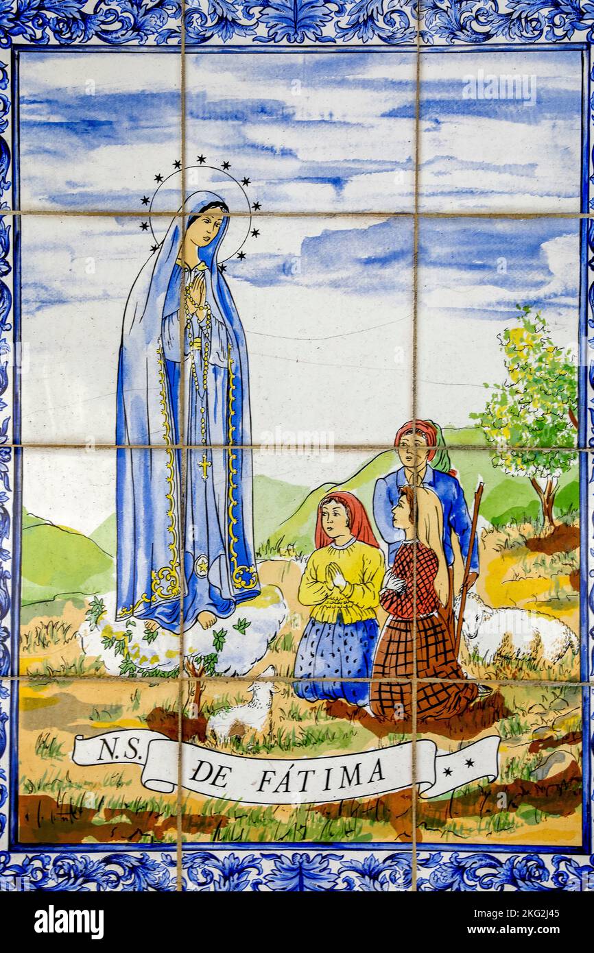 Fatima mosaic in Our Lady Armenian catholic monastery church, Bzommar, Lebanon Stock Photo