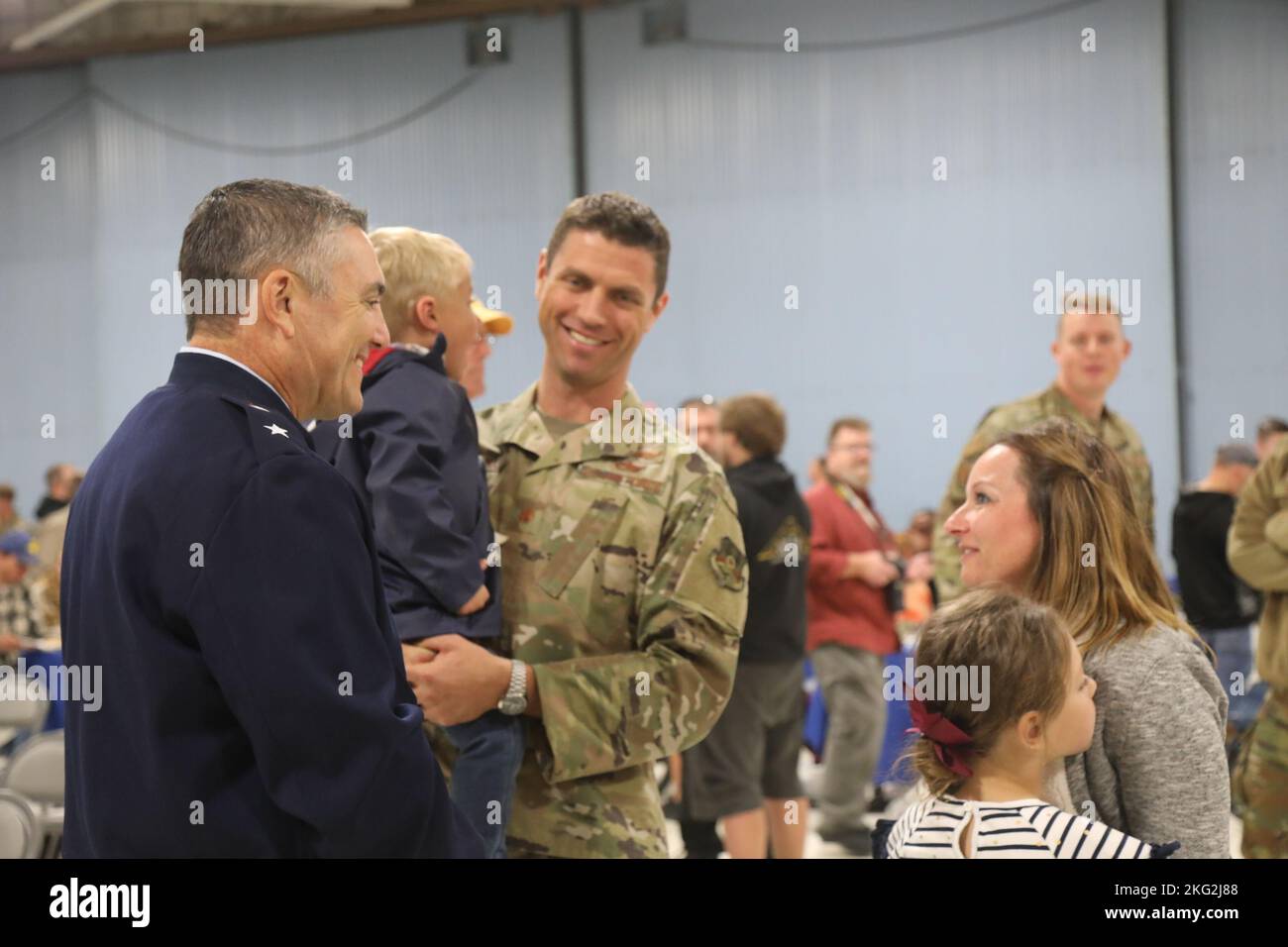 Maj. Gen. Paul Knapp, Wisconsin’s adjutant general, speaks with Maj