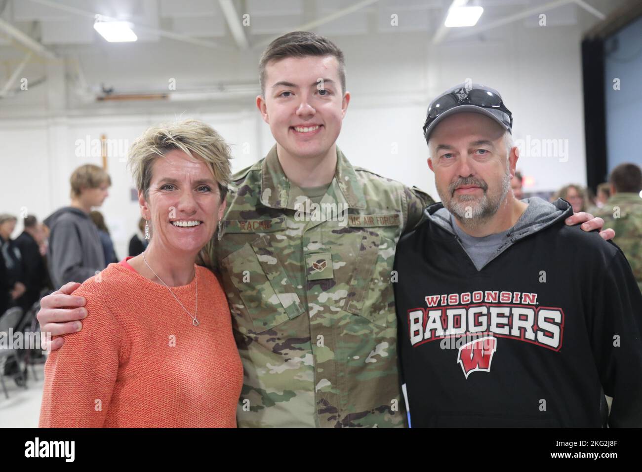 Senior Airman Sayer Rachu and his family pose for a photo following the ...