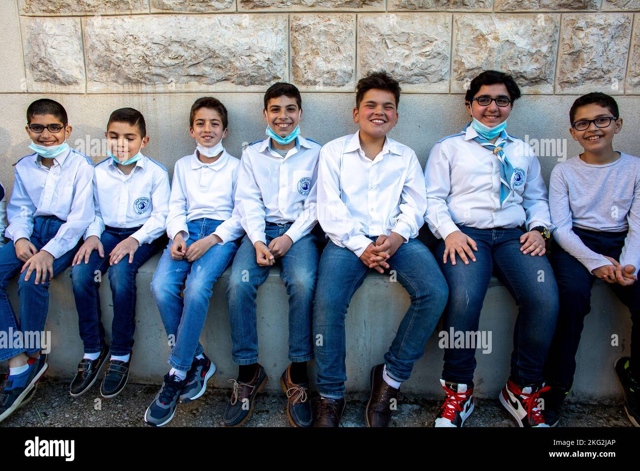 Maronite boy scouts in Bdadoun, Lebanon Stock Photo