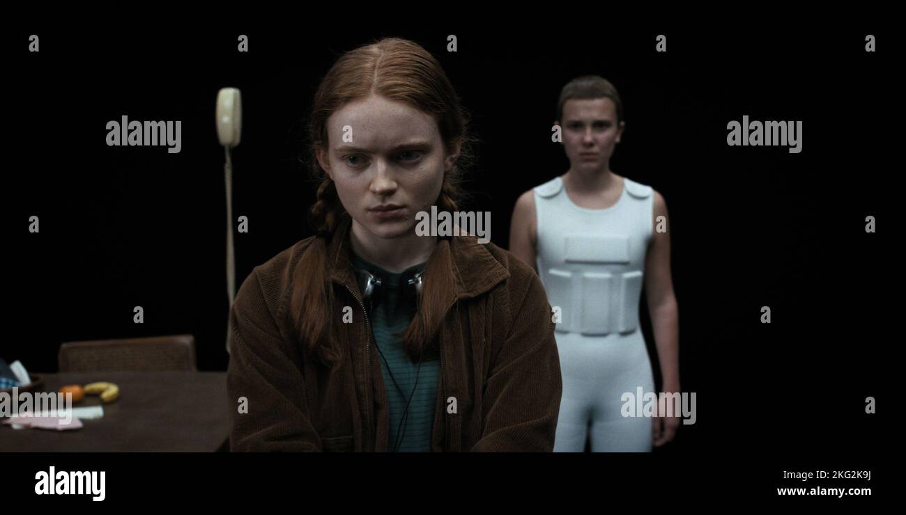 MILLIE BOBBY BROWN and SADIE SINK in STRANGER THINGS (2016), directed by MATT DUFFER and ROSS DUFFER. Season 4 episode 8. Credit: 21 LAPS ENT/MONKEY MASSACRE / Album Stock Photo