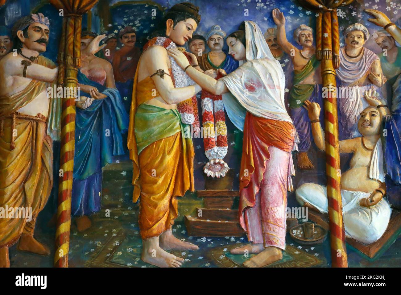 Ba Vang buddhist temple. Life of Buddha. The marriage of Prince