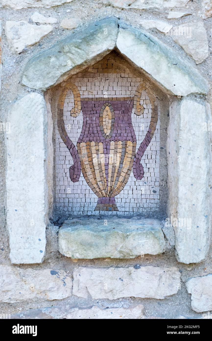 Decorative wall mosaic in Droushia village, Paphos Region, Cyprus Stock