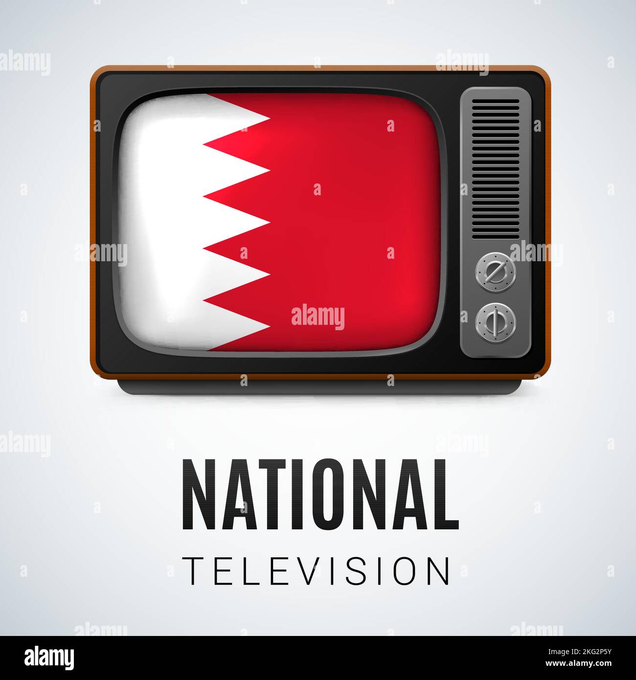Vintage TV and Flag of Bahrain as Symbol National Television. Tele