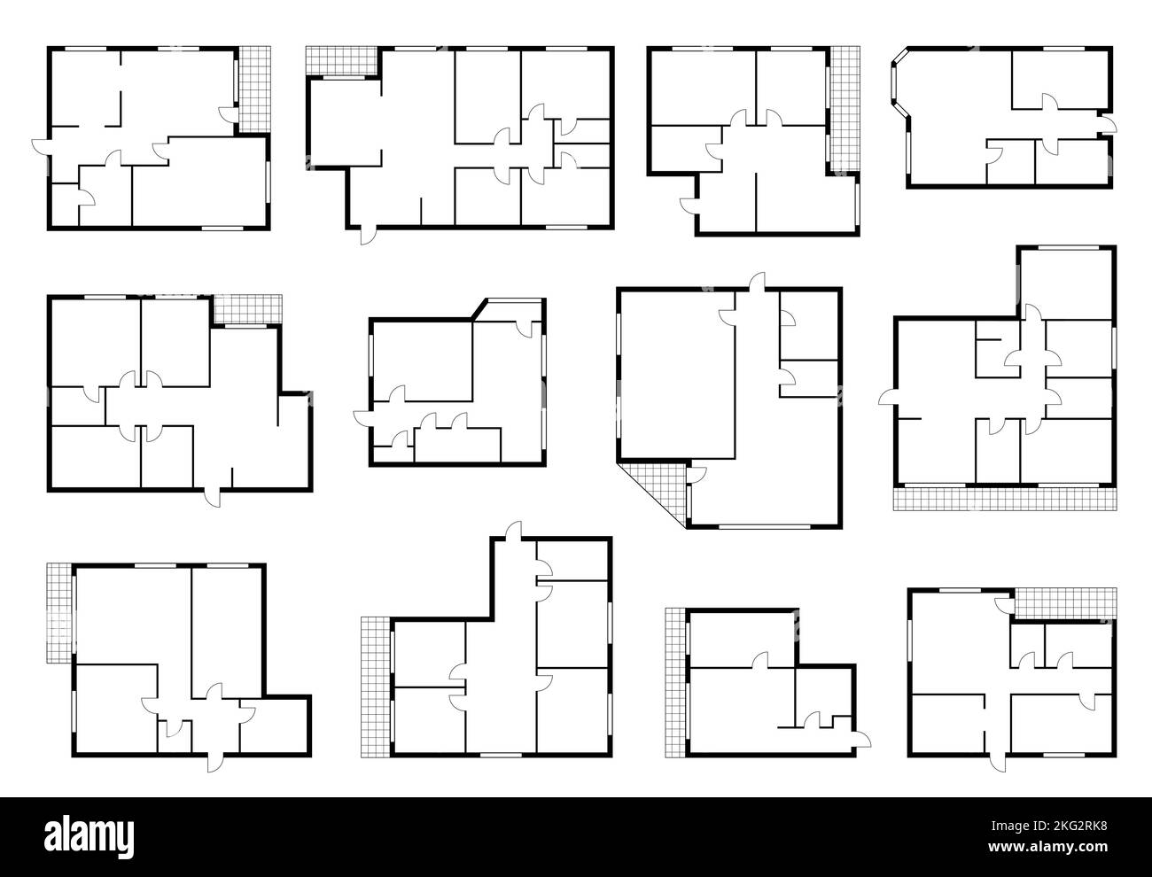 Apartment plan, home room scheme. House architecture blueprint or apartment bedroom construction vector plan. Building engineering layouts, office rooms technical schemes Stock Vector