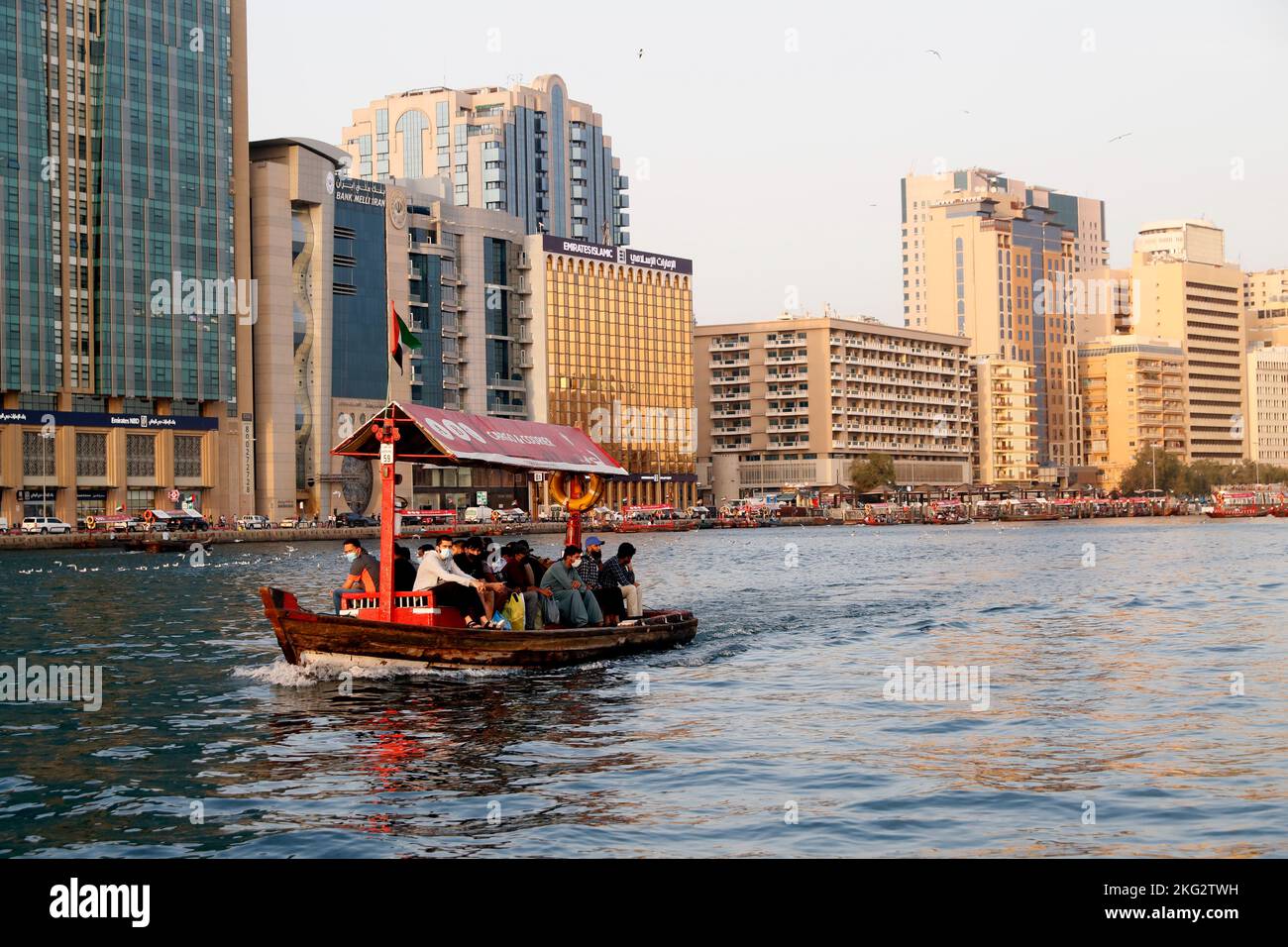 Abras (water taxis) on Dubai Creek.  United Arab Emirates. Stock Photo
