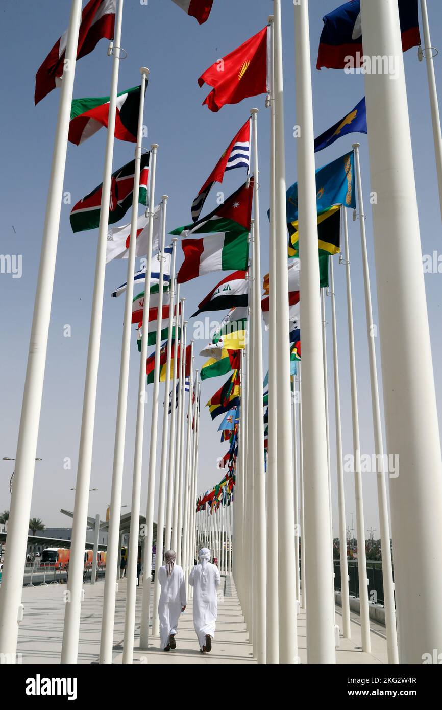 Flags of the various countries represented in the Dubai Expo 2020