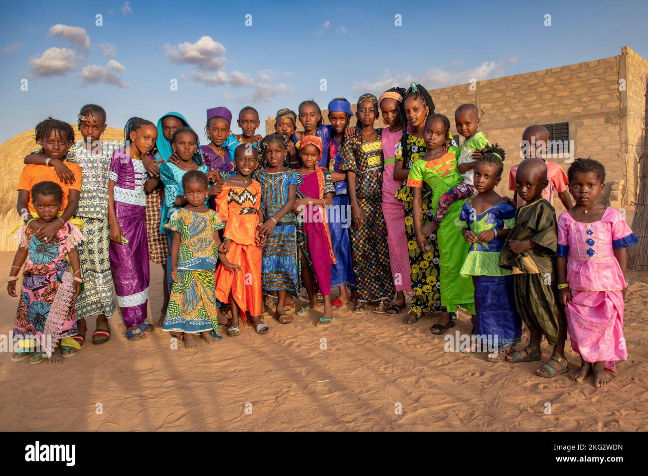Young peul children dressed for a wedding party in Northern Senegal Stock Photo