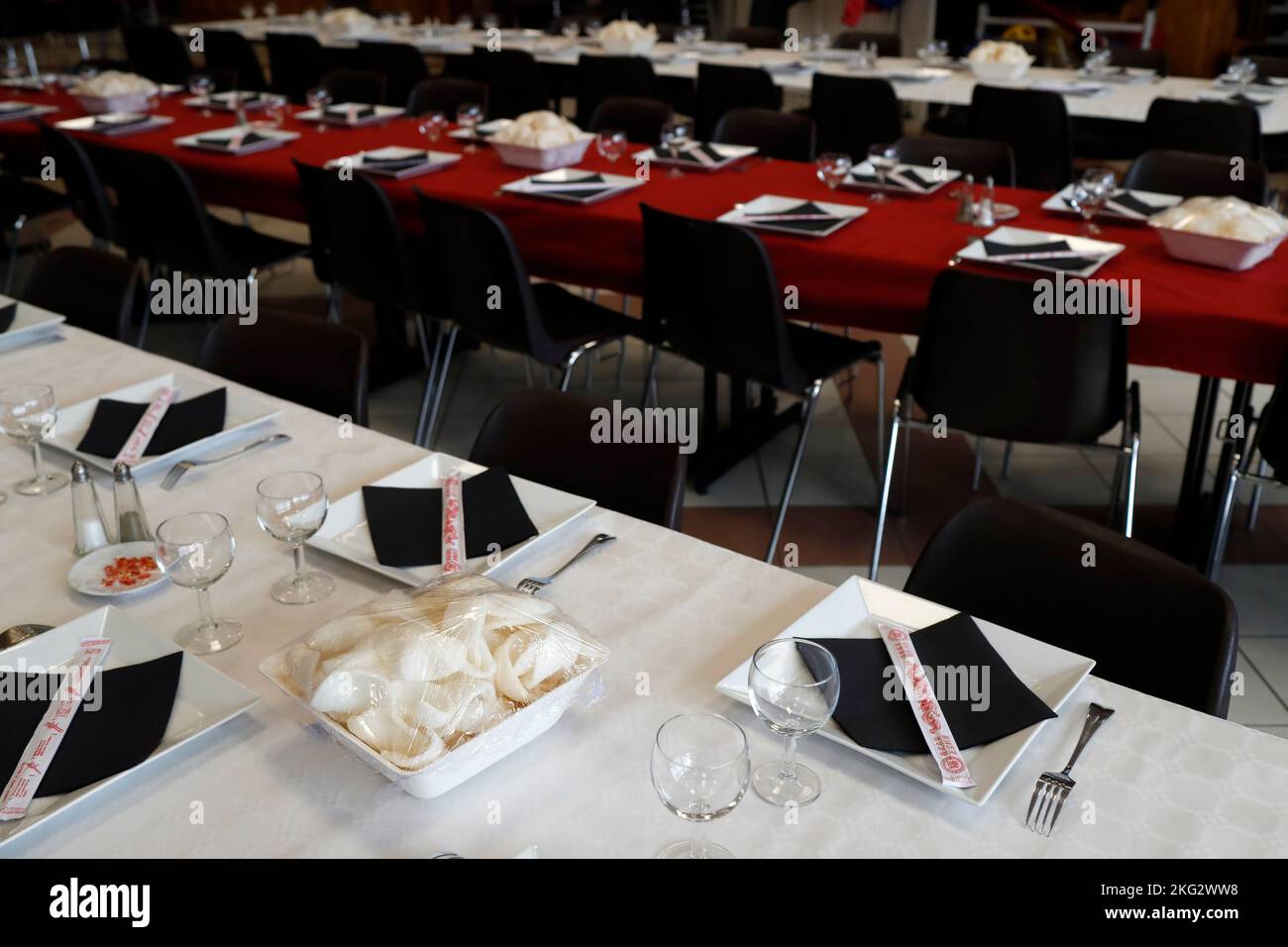 Table set for an event party. Stock Photo