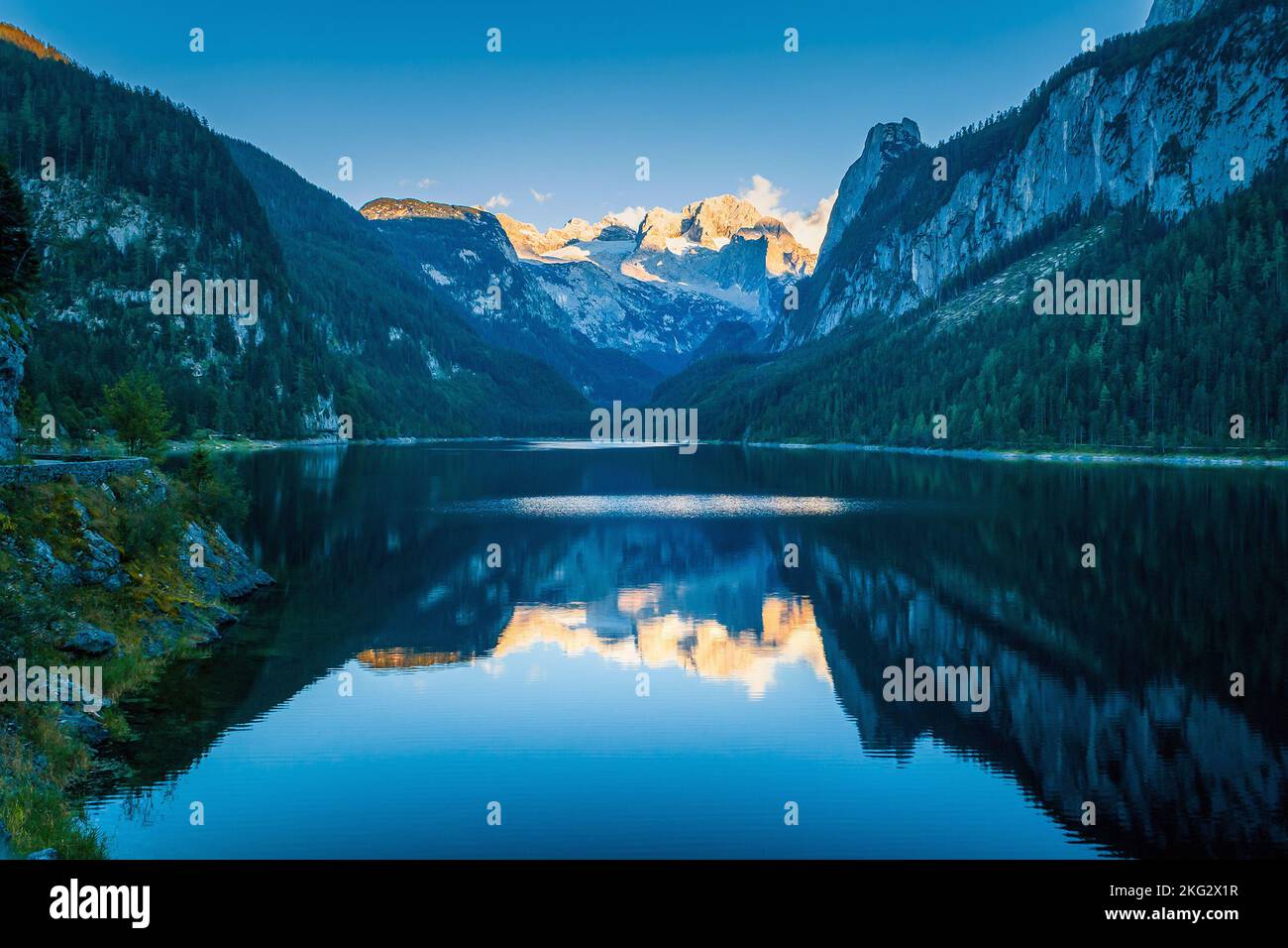 Landscape With Gosausee Lake In The Mountain Valley Gosauseen Lakes In 