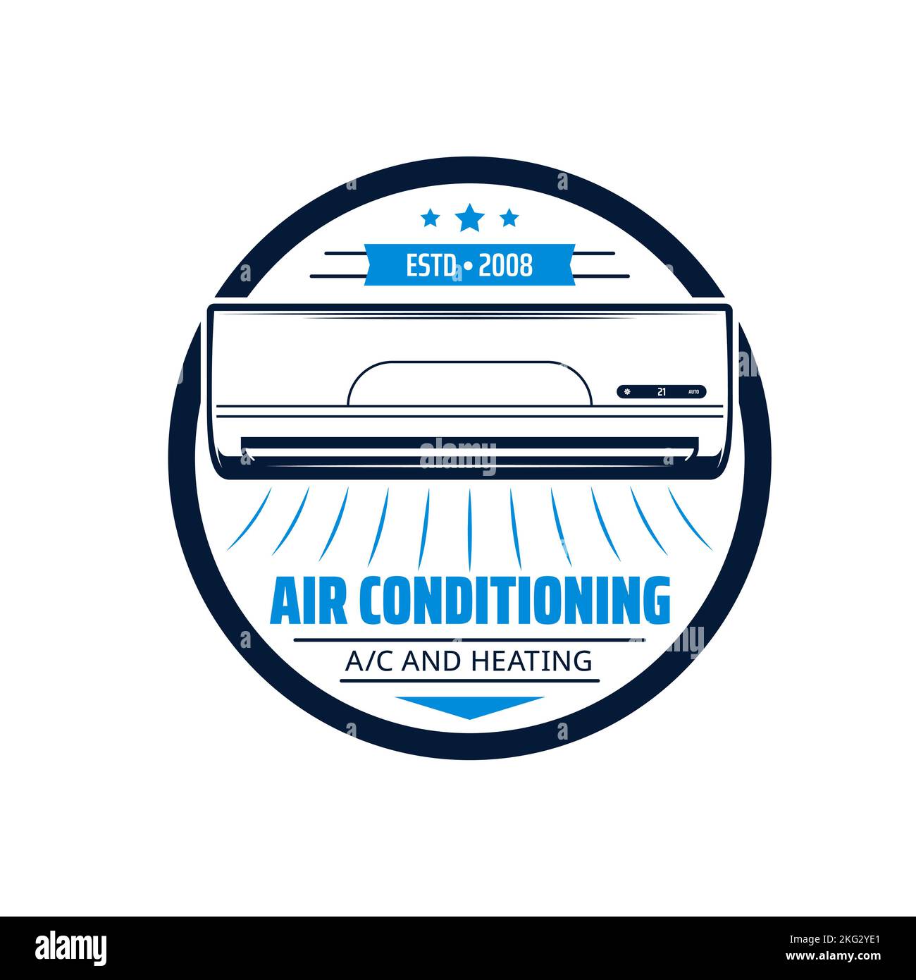 Air conditioner installation and repair service icon. House heating and cooling, room climate