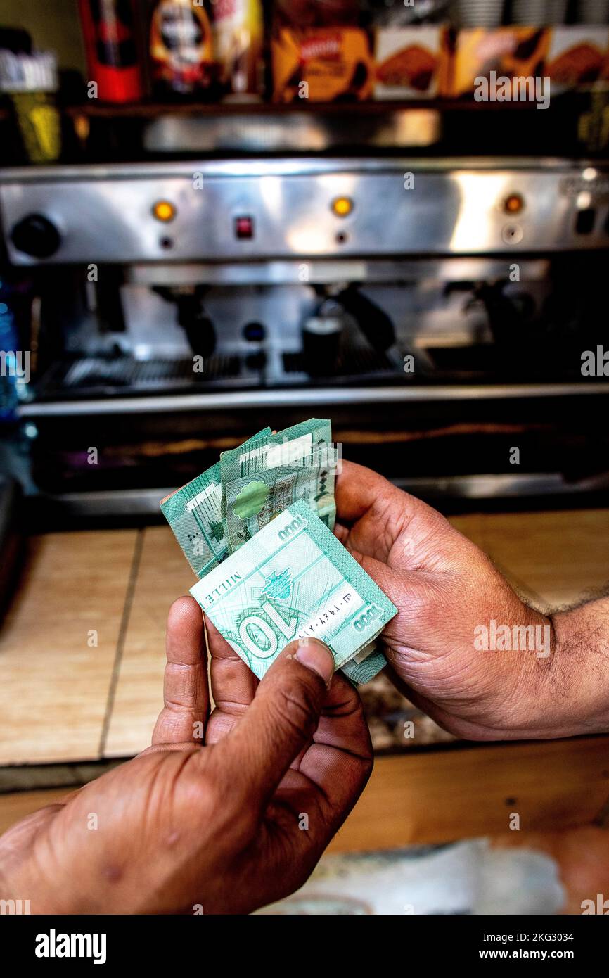 Coffee shop on a street of Beirut, Lebanon Stock Photo Alamy