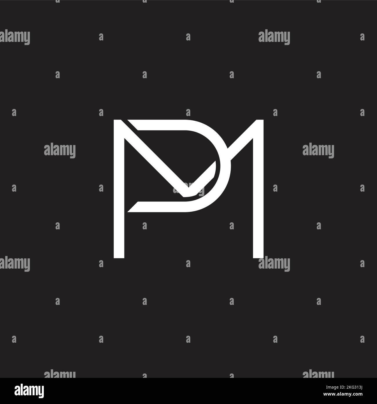 letter pm simple linked line geometric logo vector Stock Vector