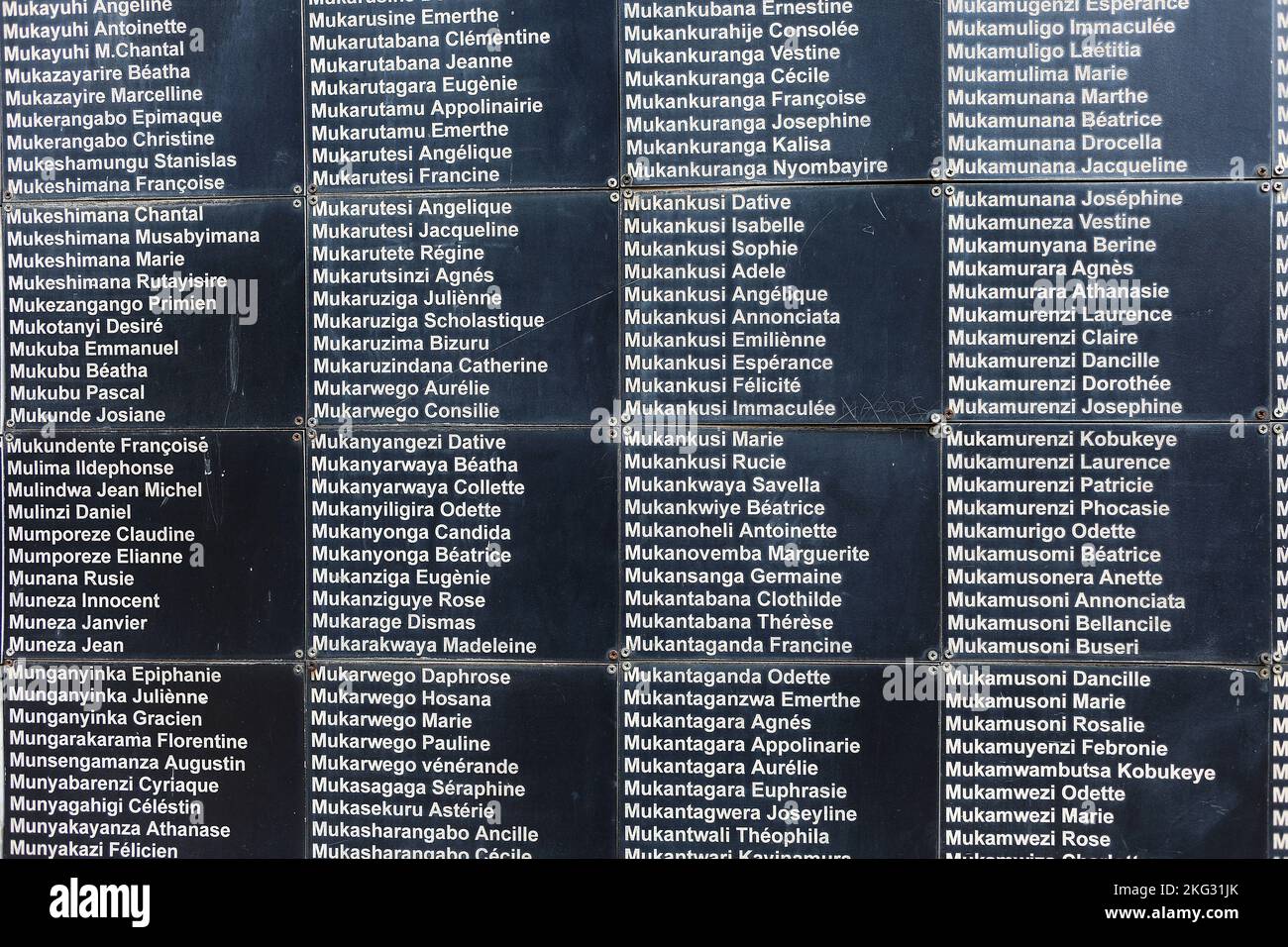 Kigali Genocide Memorial, Gisozi, Kigali, Rwanda. Wall of names Stock Photo