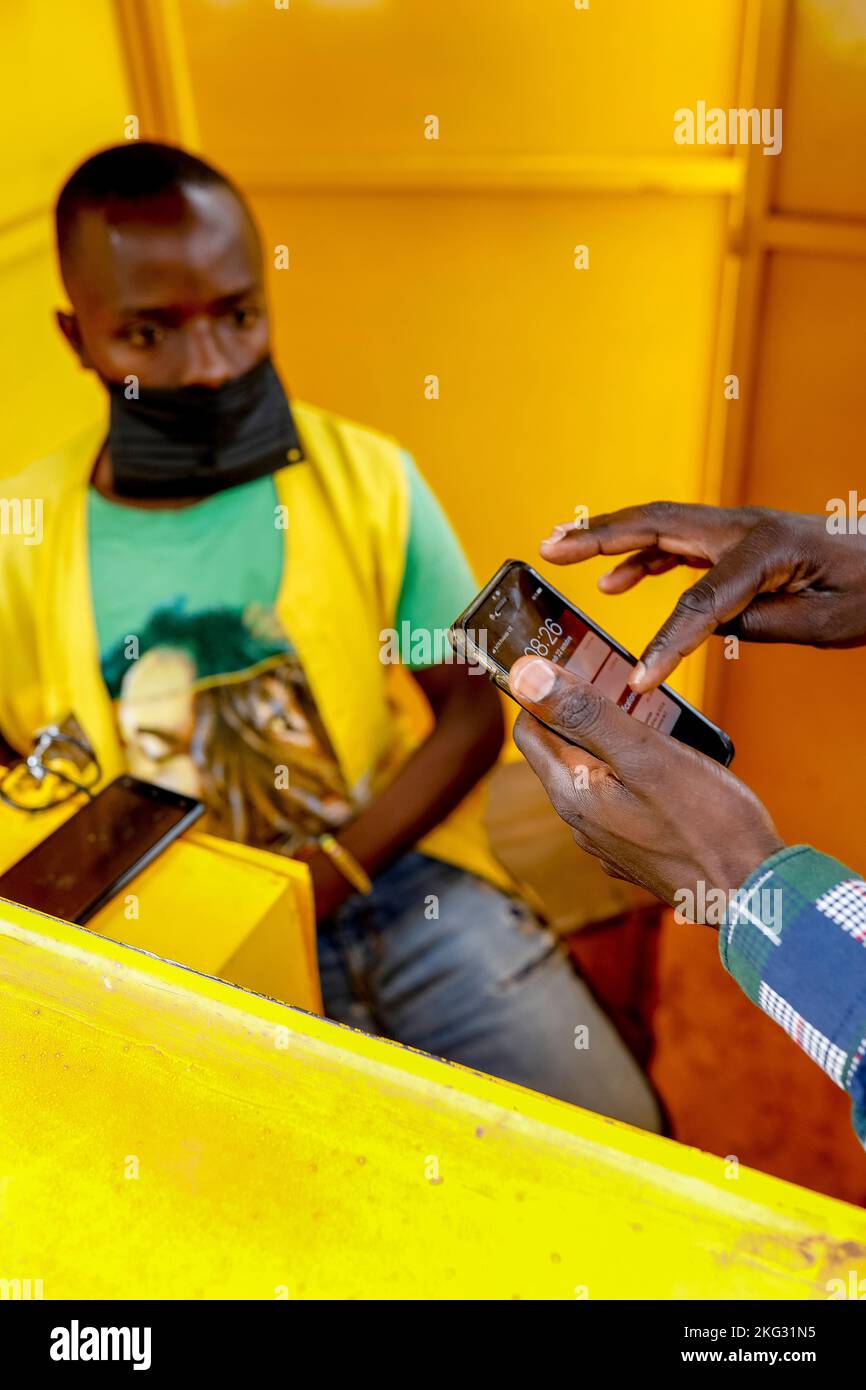 Mobile banking in Kigali, Rwanda Stock Photo Alamy