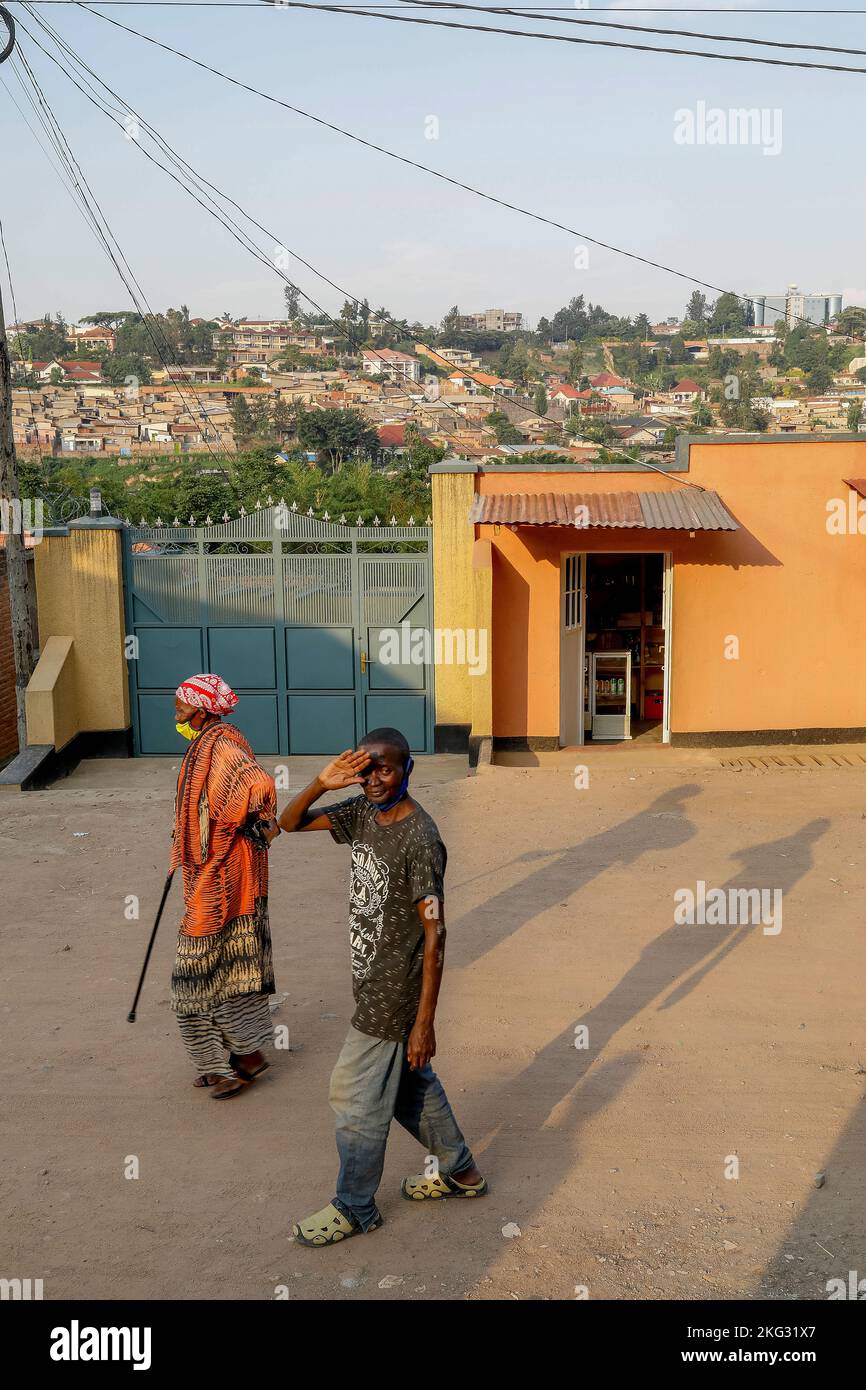 Street with passers-by in Kigali, Rwanda Stock Photo