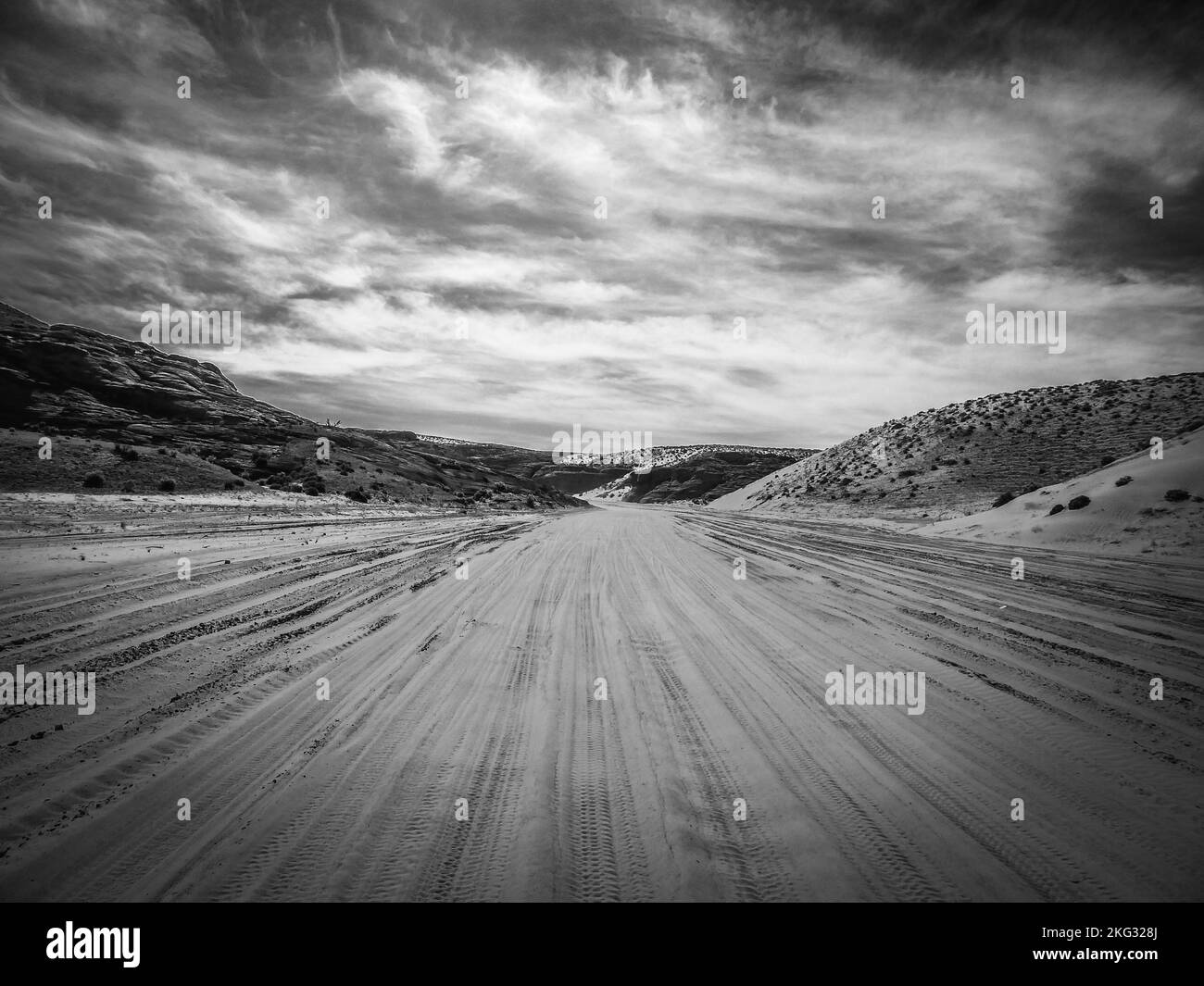 The dirt tracks to and from Antelope Canyon in Arizona, U.S.A. Stock Photo