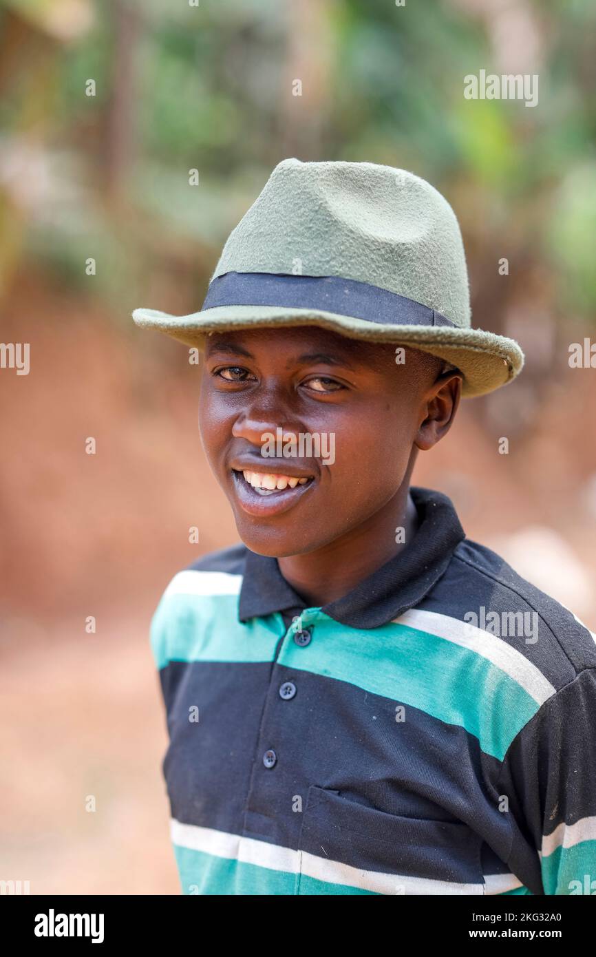Boy wearing a hat, Muhanga district, Rwanda Stock Photo - Alamy