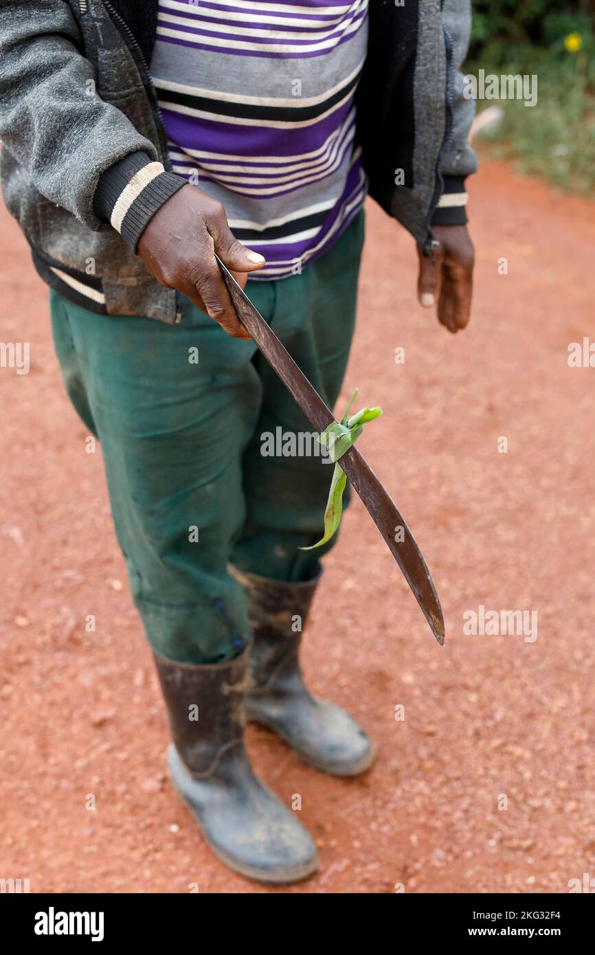 Man carrying a machete in southern Rwanda Stock Photo Alamy