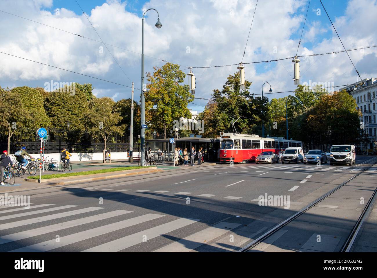 Tram on Burgring in Vienna, Austria Europe EU Stock Photo