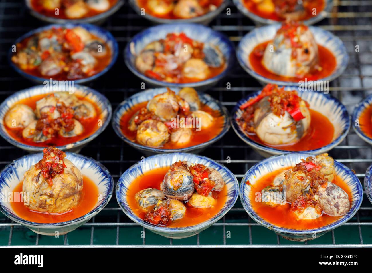 Vietnamese local food market. Chicken Eggs with embryos. Hoi An