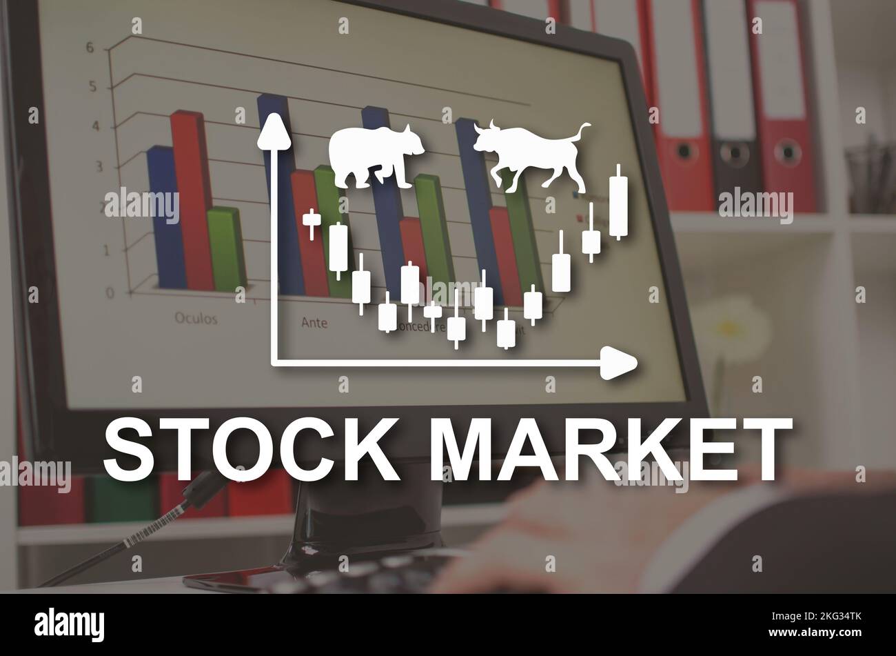Stock market concept illustrated by a picture on background Stock Photo ...