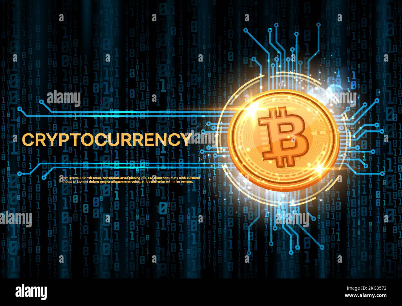 Bitcoin crypto currency banner. Cryptocurrency wallet backdrop or wallpaper,  bitcoin mining vector background or banner. Electronic money token cover  with golden coin, motherboard track, binary code Stock Vector Image & Art -