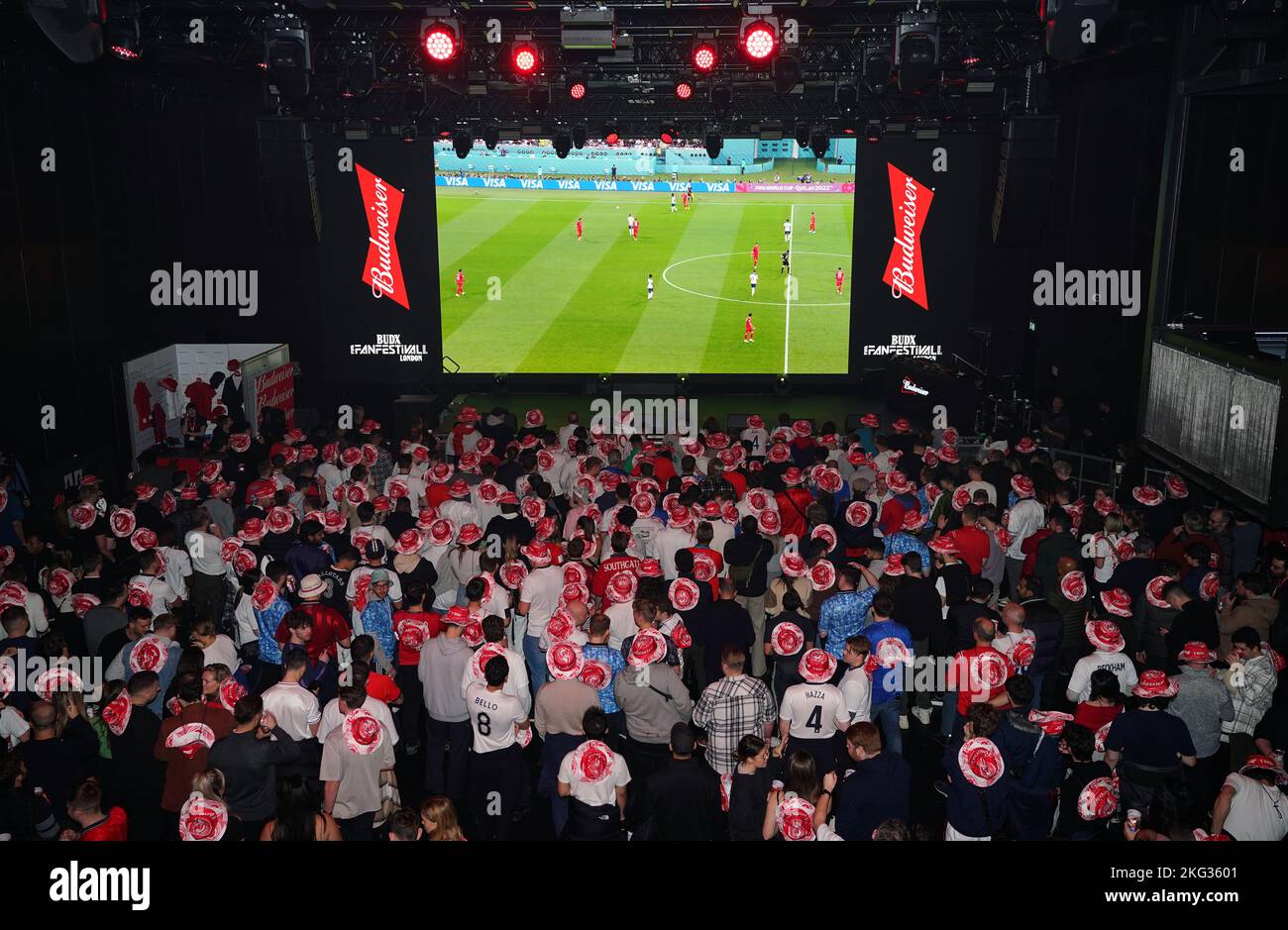 England fans at the Budweiser Fan Festival London at during a screening of the FIFA