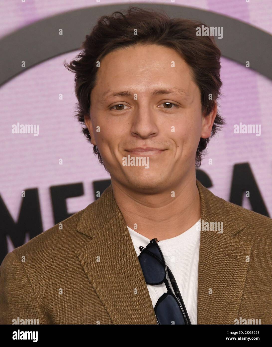 Connor Wood arrives at the 2022 American Music Awards held at the ...