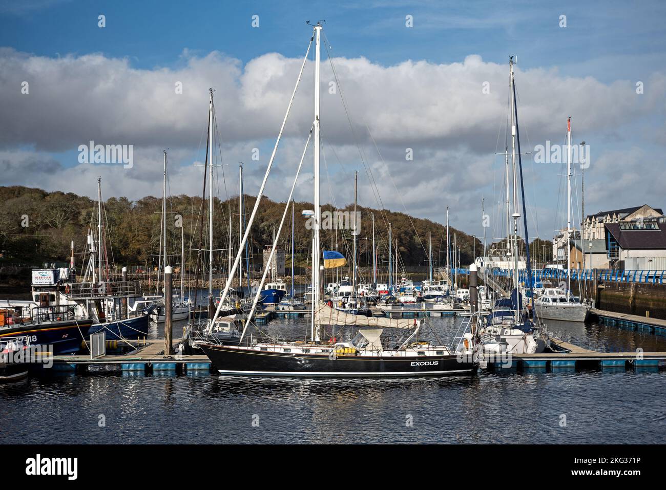 Sailing boats and pleasure craft moored in Stornoway Harbour, Isle of Lewis, Outer Hebrides, Scotland, UK. Stock Photo