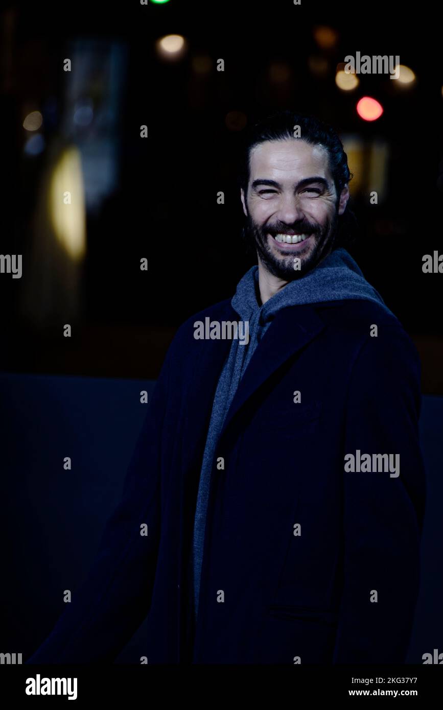 Paris, France. 20th Nov, 2022. Actor Tahar Rahim kicks off the Christmas lights on the Champs