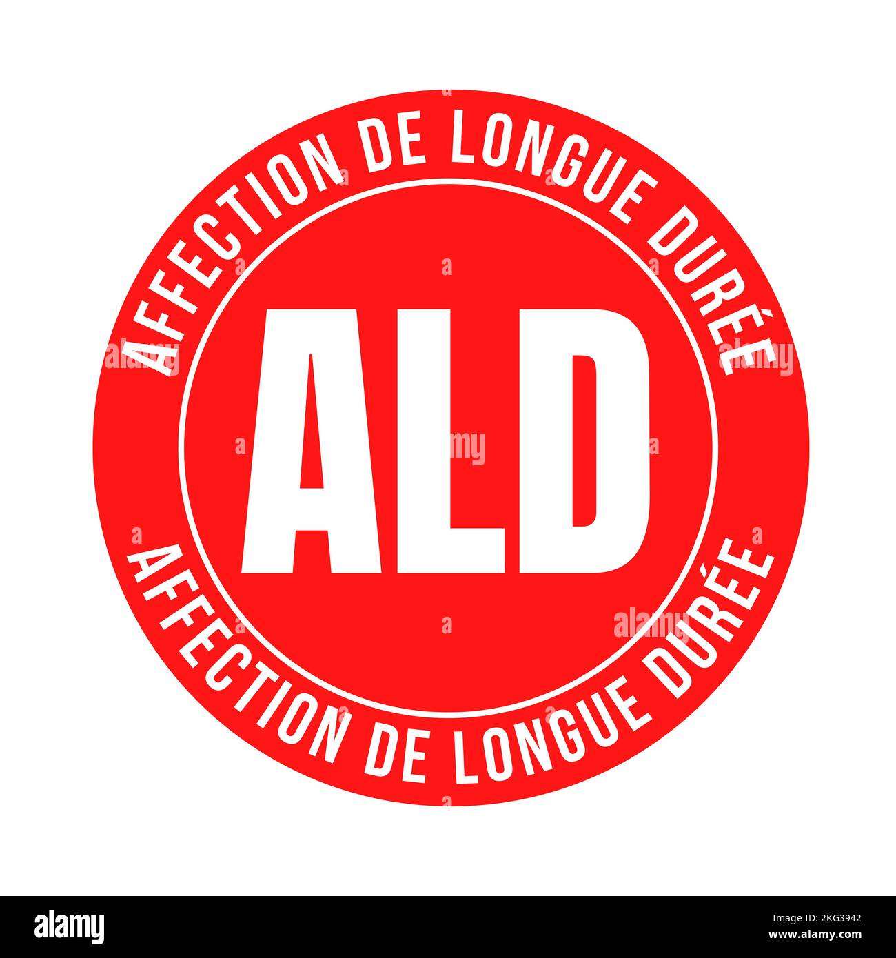 ALD symbol for long-term conditions in France called affection de longue duree in French language Stock Photo