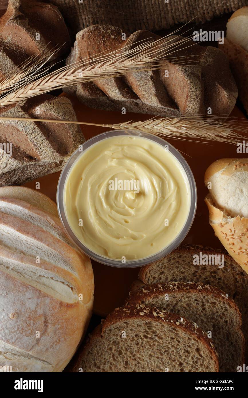 cheese, butter, bread for breakfast Stock Photo Alamy
