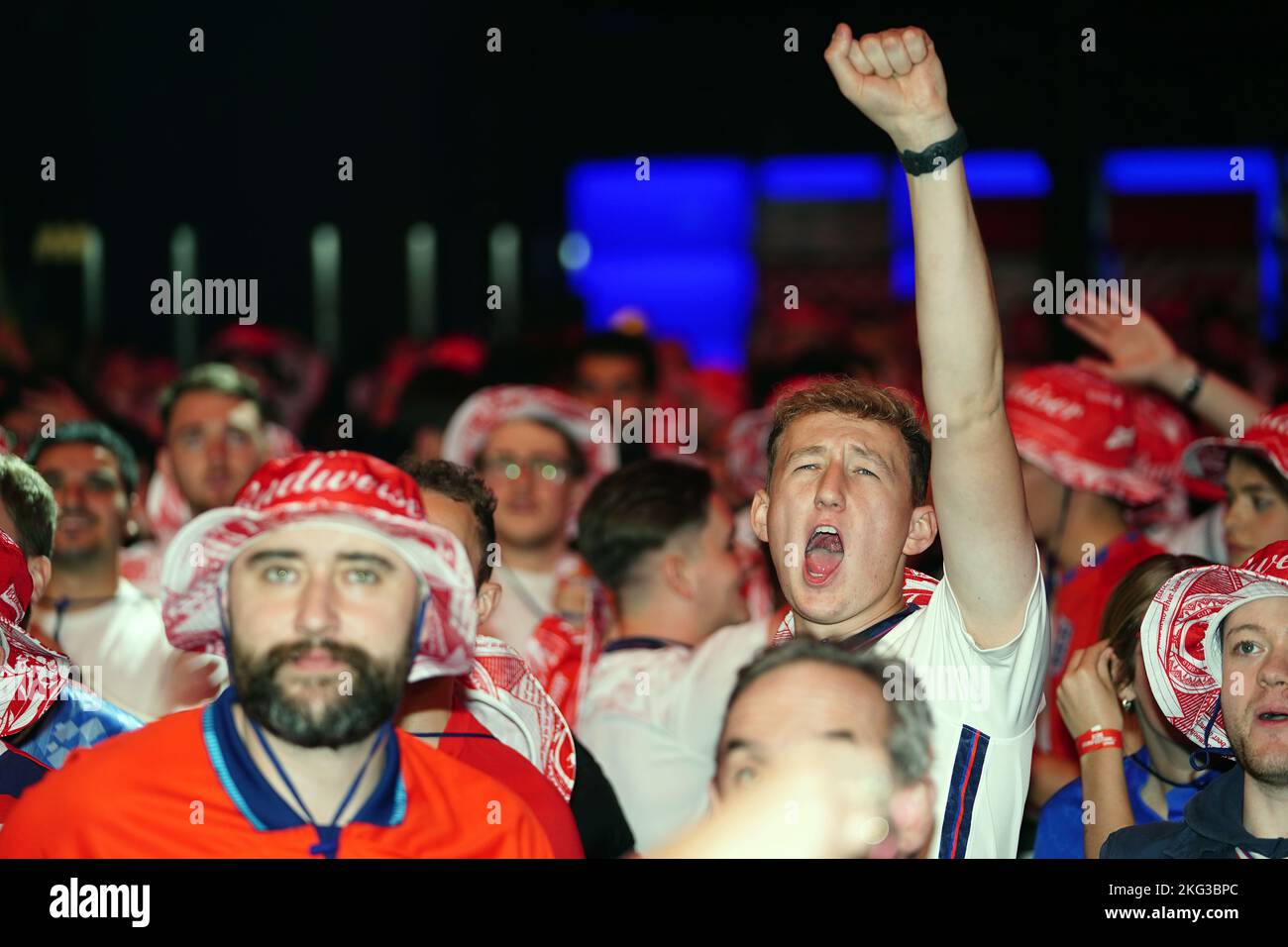 England fans at the Budweiser Fan Festival London at during a screening of the FIFA