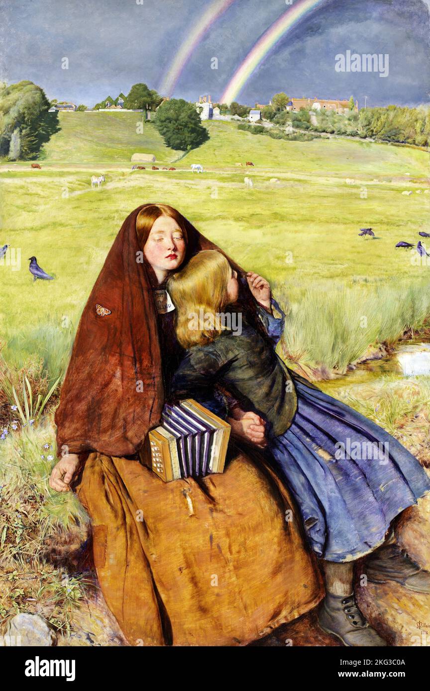 John Everett Millais; The Blind Girl; 1854; Oil on canvas Stock Photo