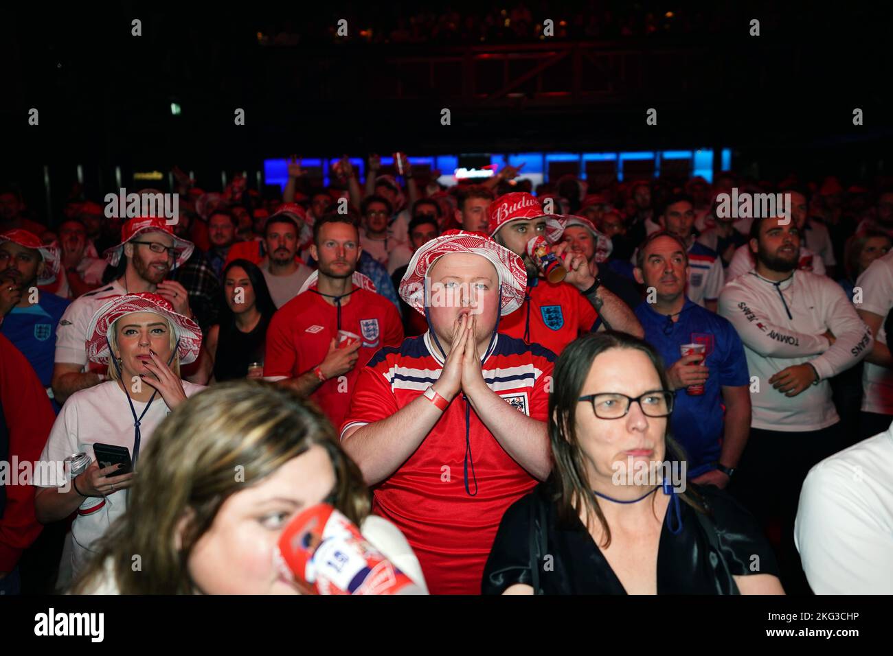 England fans at the Budweiser Fan Festival London at Outernet, during a screening of the FIFA World Cup Group B match between England and Iran. Picture date: Monday November 21, 2022. Stock Photo