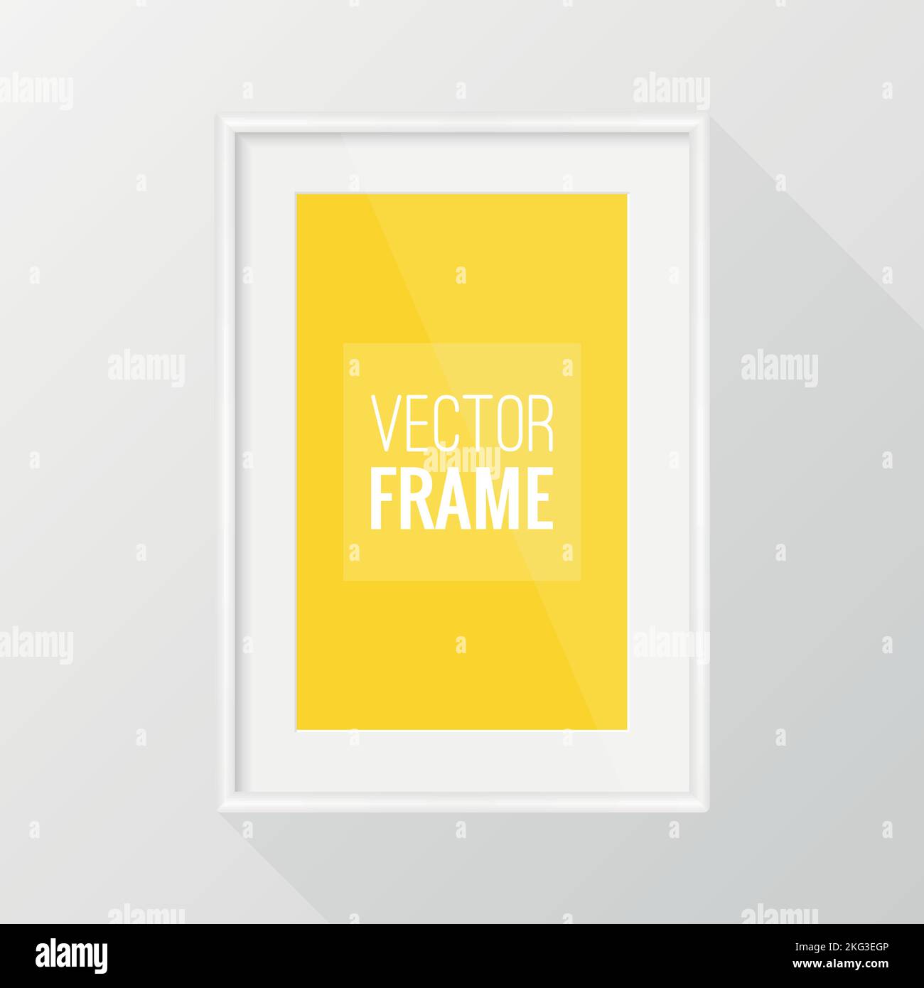 White frame vector design with long shadow. Vector illustration, flat design Stock Vector